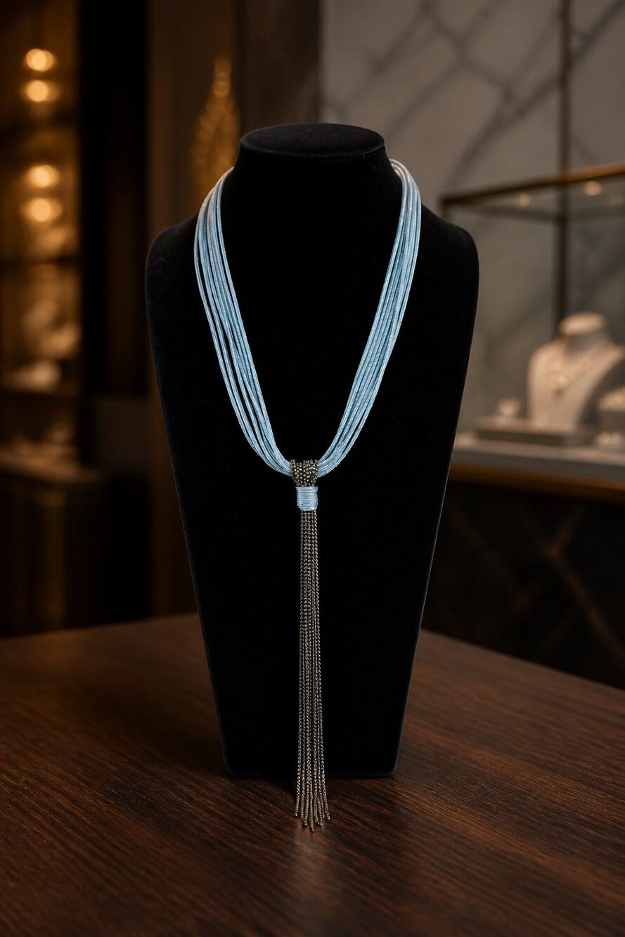 Silver Tone Multi-Strand Tassel Necklace